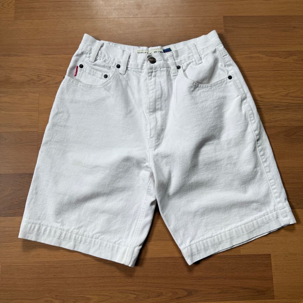 Women's Vintage 90's Bugle Boy White Denim High Rise Jorts Jean Shorts Sz 30 x 9
